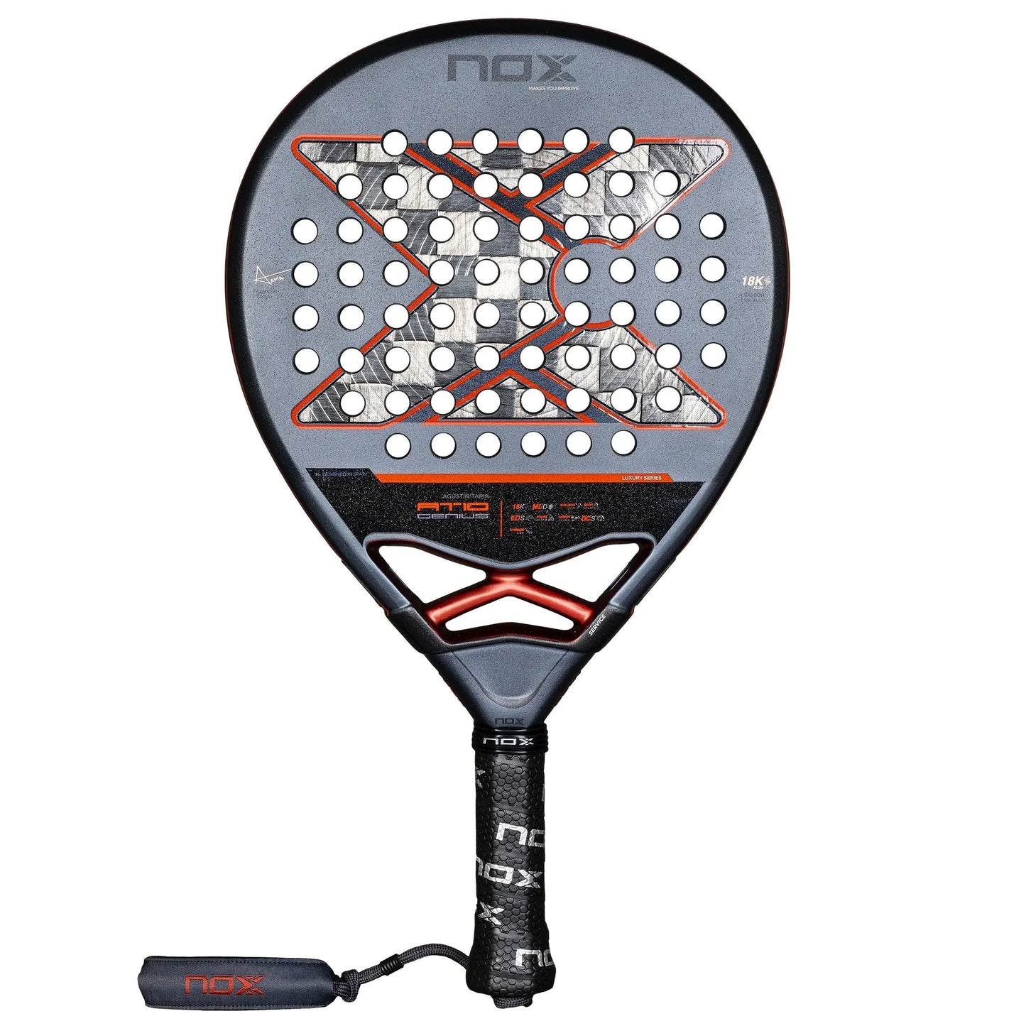 Padel Racket AT10 Genius 18K Alum by Agustin Tapia 2025 | Luxury Teardrop Pala Padel | Enhanced EOS Flap & NOX Custom Grip Technology Dual Texture Spin Control Advanced Pala de Padel Elite Performance